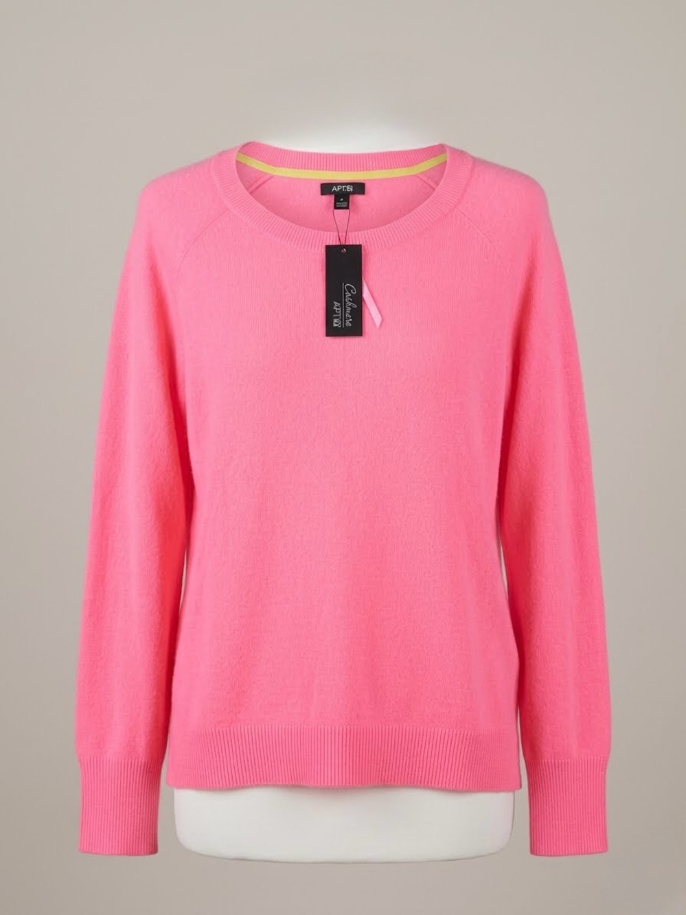 Apt 9 100% Cashmere Sweater Womens Large Neon Pink Scoop Neck Pullover NWT